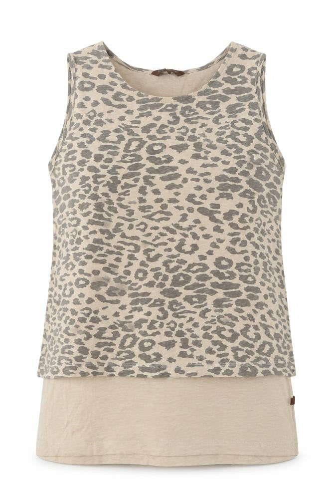LaNaturelle Women's Beige Animal Print Tank Top M
