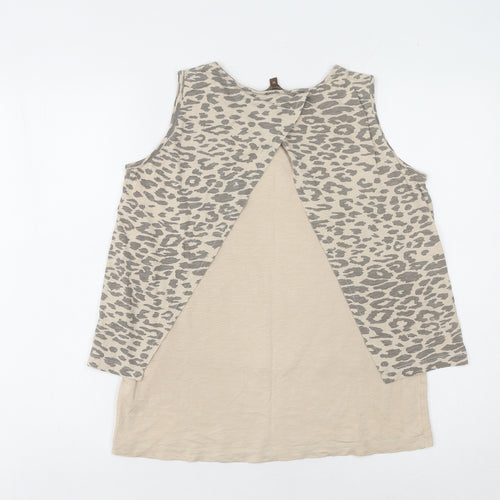 LaNaturelle Women's Beige Animal Print Tank Top M