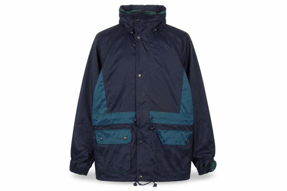 Front view of Champion Men's Blue Rain Coat Jacket, size M