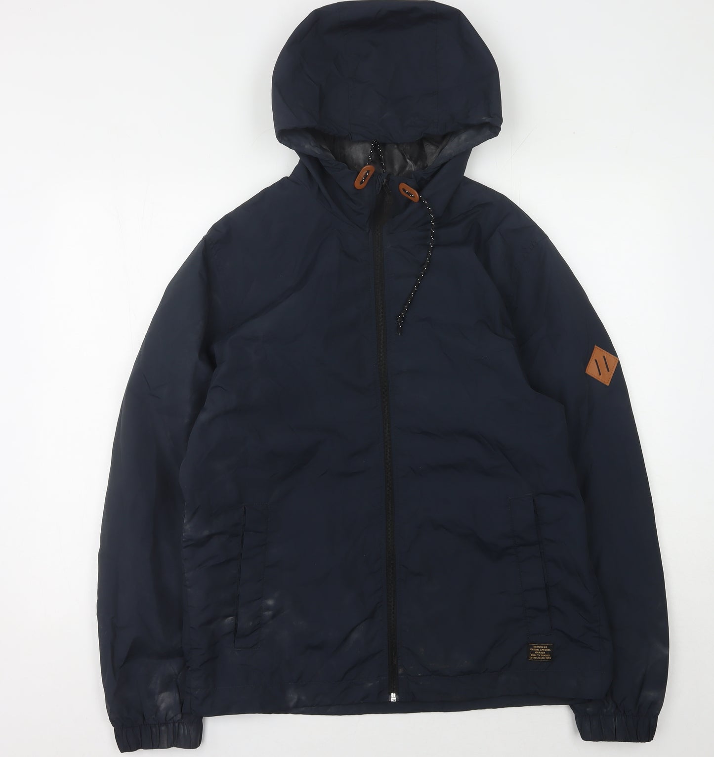 H&M Men's Blue M Windbreaker Jacket Hooded Full Zip