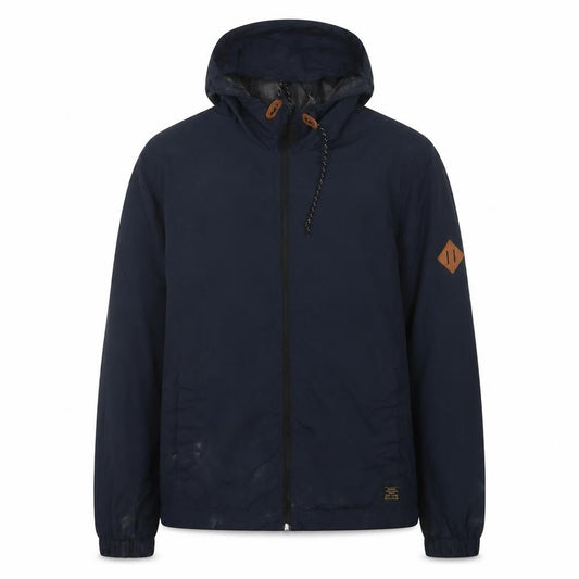 Front view of H&M Men's Blue M Windbreaker Jacket Hooded Full Zip