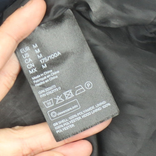 H&M Men's Blue M Windbreaker Jacket Hooded Full Zip