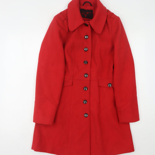 M&Co Women's Red Long Coat Size 10 Buttoned