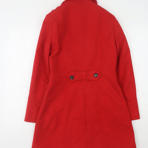 M&Co Women's Red Long Coat Size 10 Buttoned