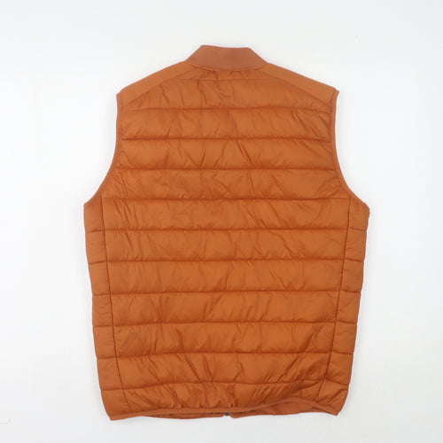 Zara Men's Orange Puffer Waistcoat S
