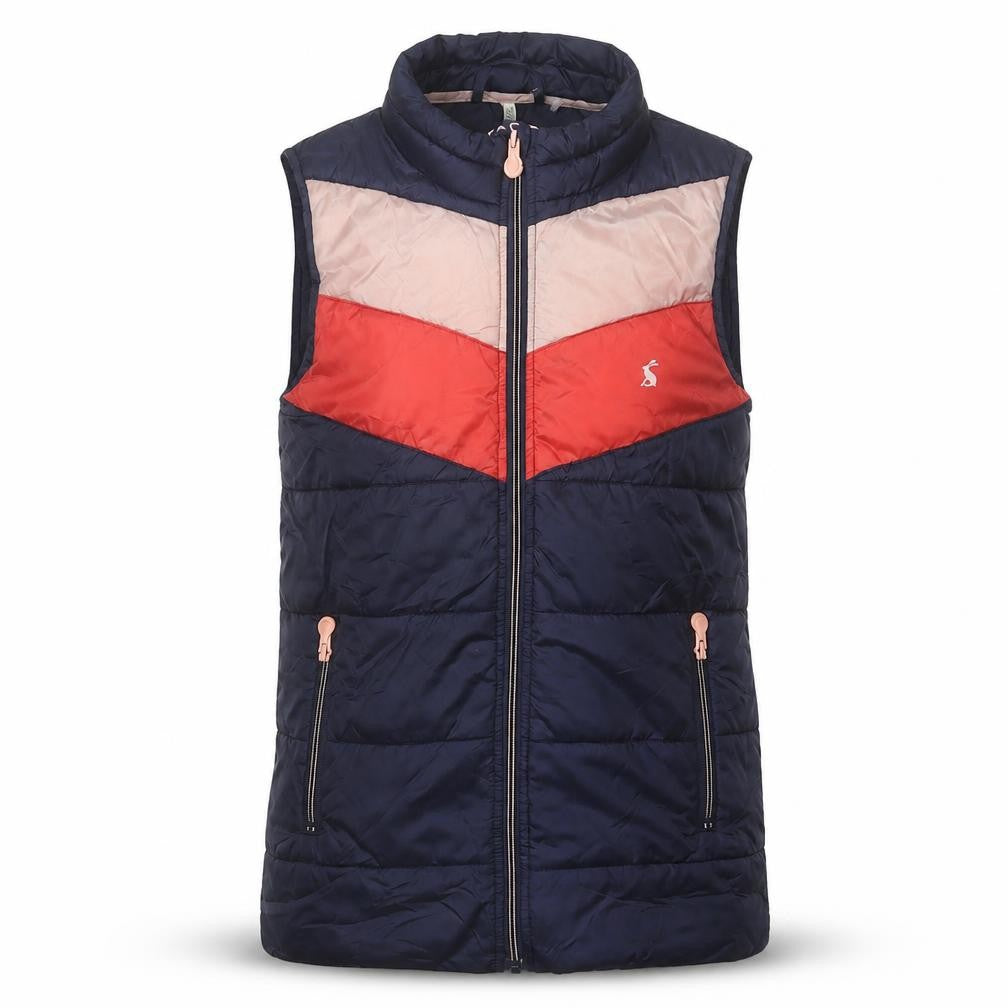 Front view of Joules girls’ multicoloured puffer jacket 11-12 years