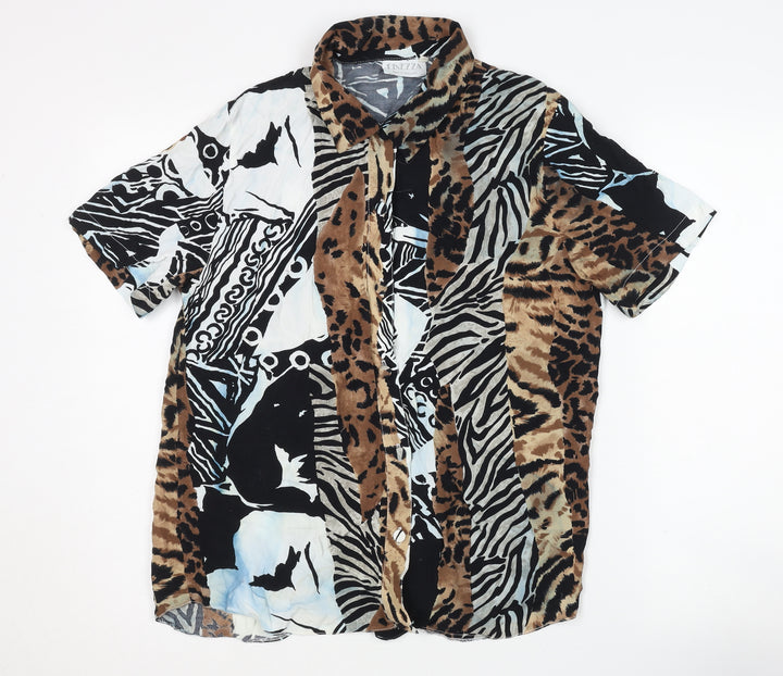 FINEZZA Women's Multicoloured Animal Print Shirt