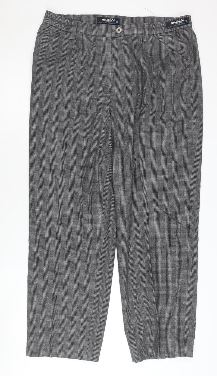 Michele Women's Grey Check Slim Trousers Size 12