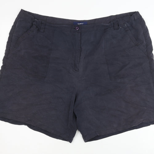 Casual Club Women's Black Plus Size Shorts, High-Rise, Viscose Blend