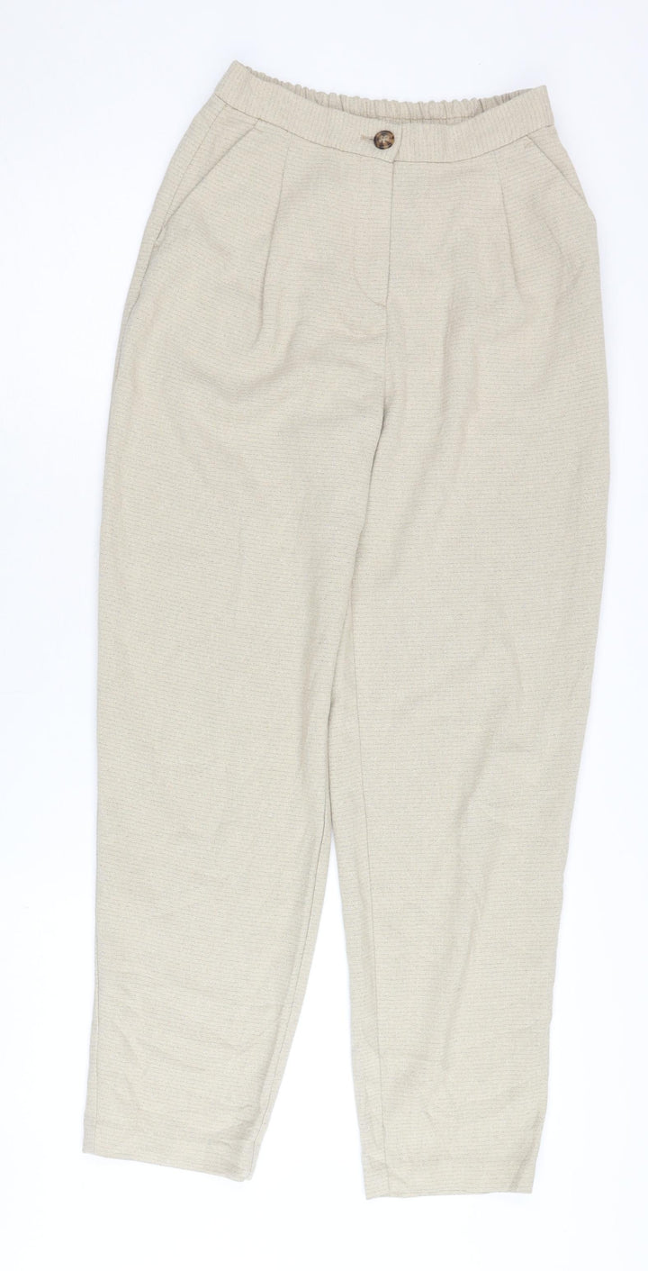 Monki Beige Women’s Trousers Size 4 Casual Elastic Waist