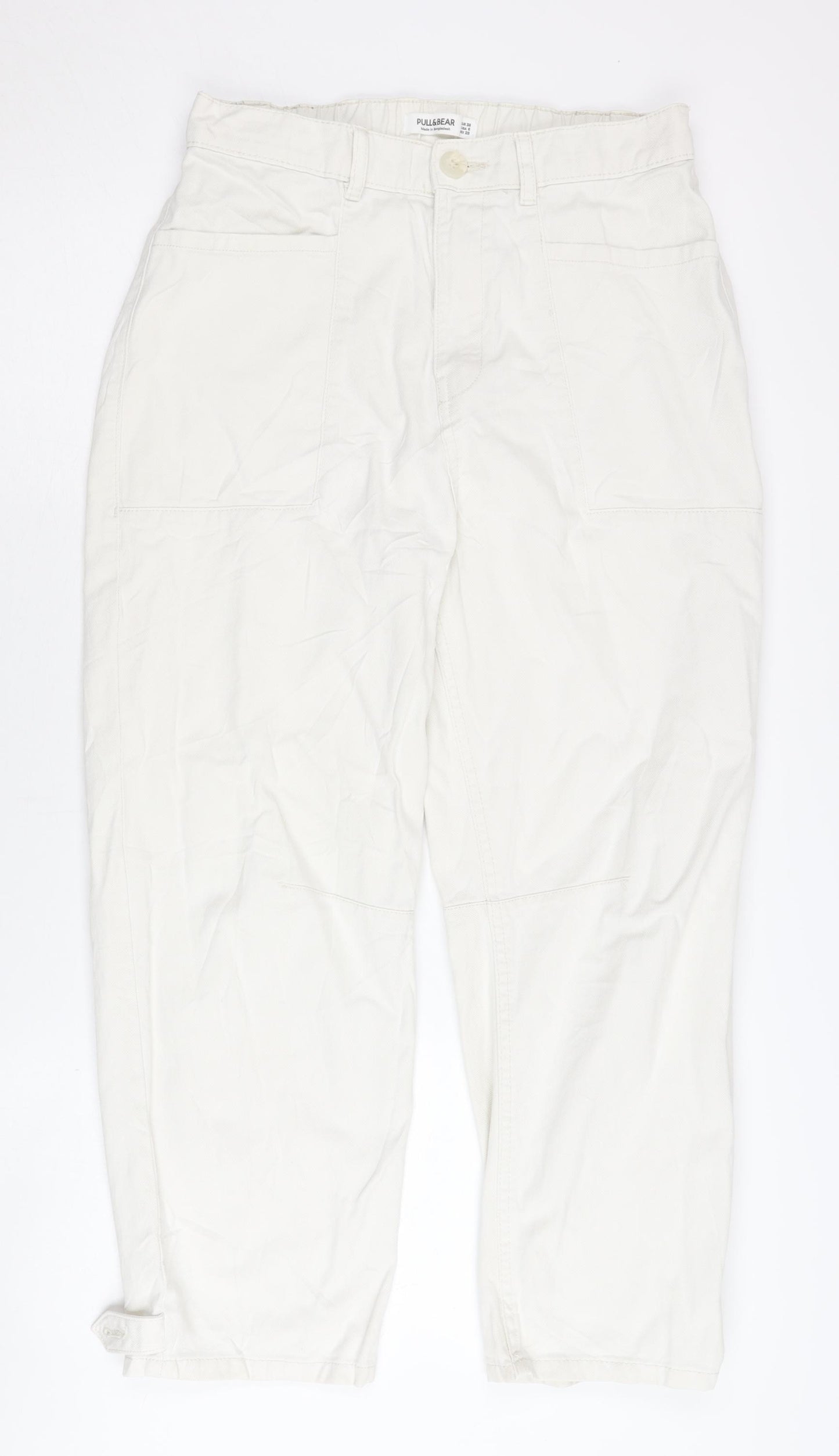 Pull&Bear Women's White Cargo Trousers Size 10