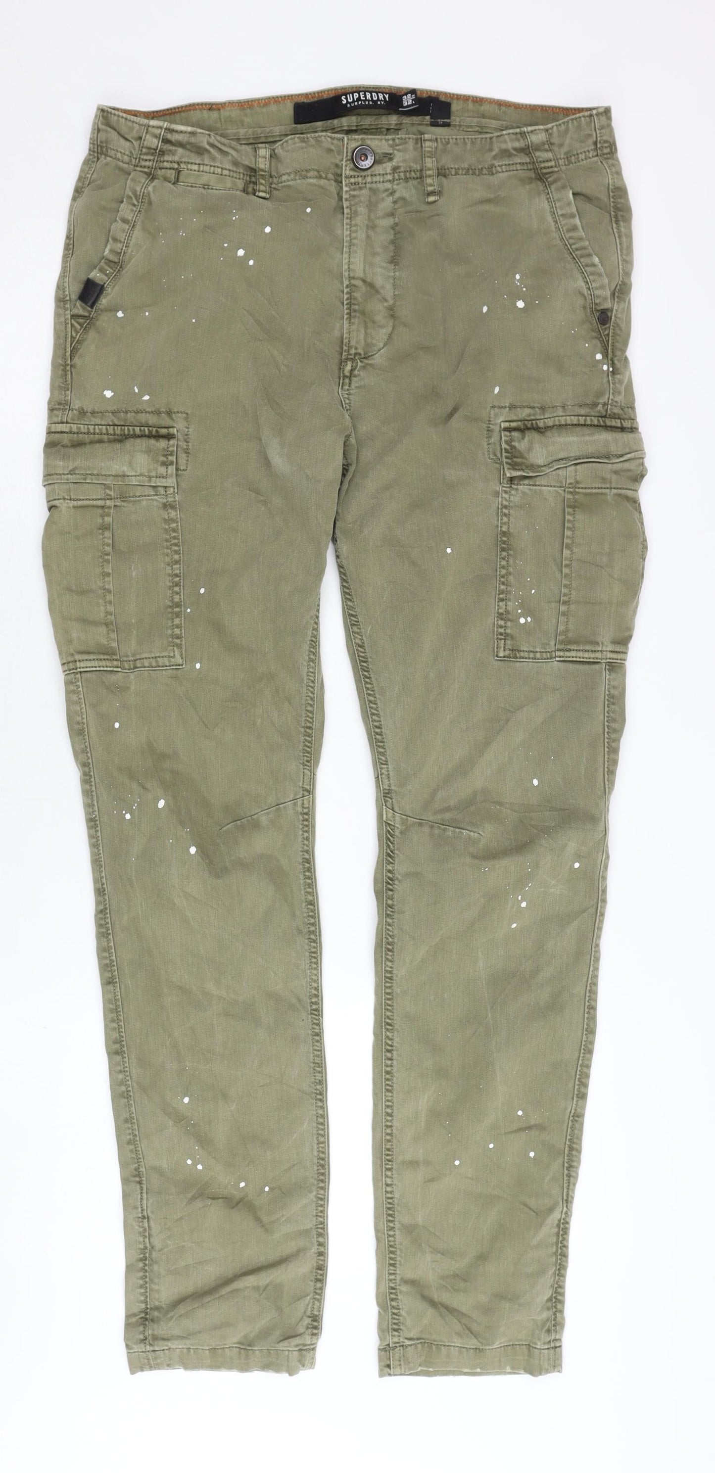 Superdry Men's Green Cargo Jeans 32W 32L with Pockets