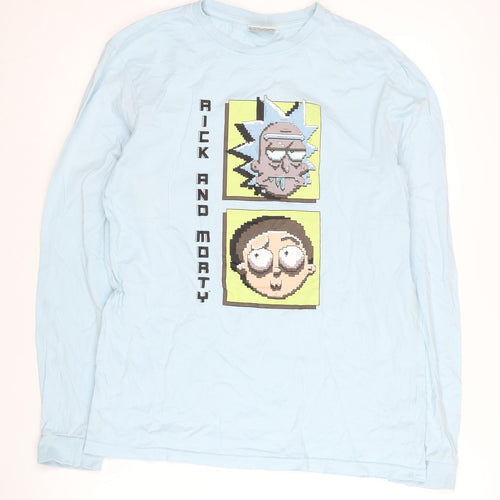Rick and Morty Men's Blue Long Sleeve Graphic T-Shirt S