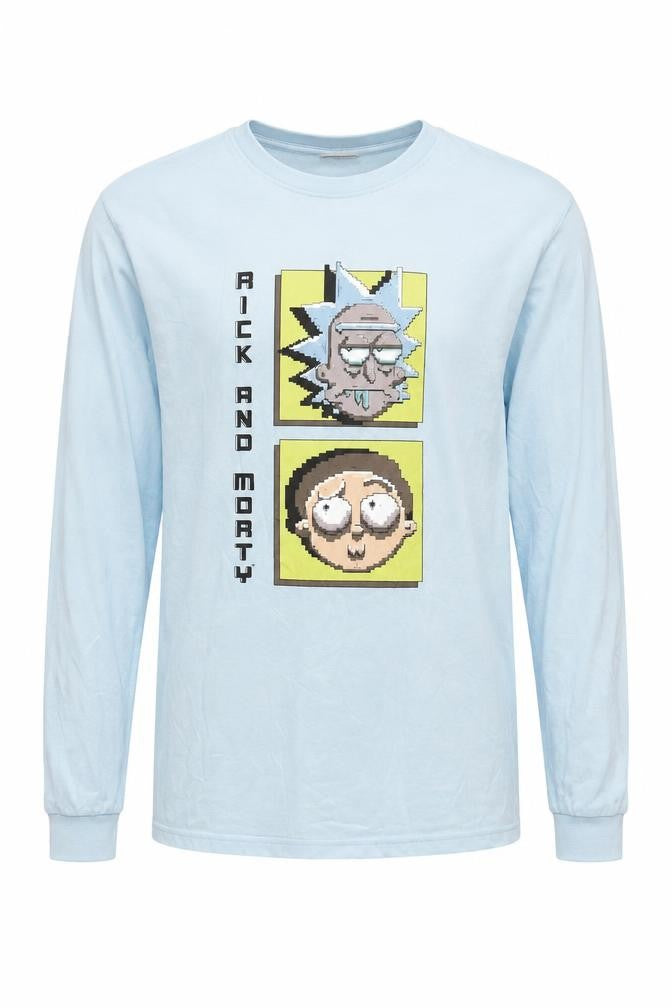 Rick and Morty Men's Blue Long Sleeve Graphic T-Shirt S