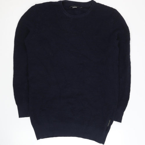 French Connection Men's Blue Knit Jumper M