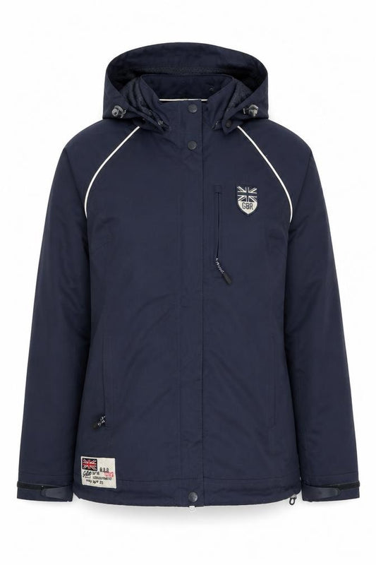 Front view of Crew Clothing Women's Blue Parka Jacket, size 12