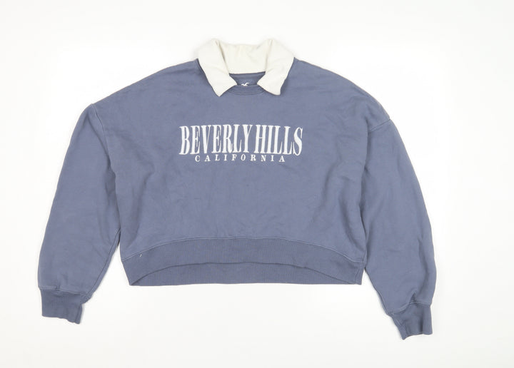 Hollister Women's Blue Collared Sweatshirt, Size S