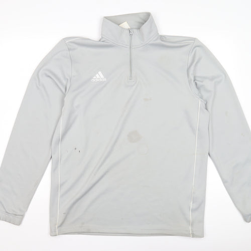 Adidas Men's Grey Sweatshirt, Size L, 1/4 Zip Logo