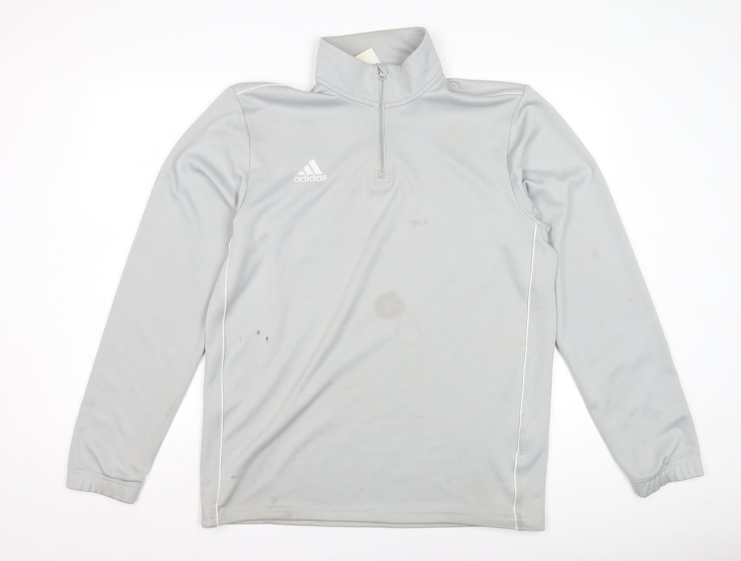 Adidas Men's Grey Sweatshirt, Size L, 1/4 Zip Logo