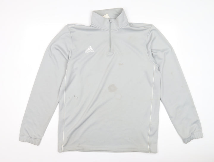 Adidas Men's Grey Sweatshirt, Size L, 1/4 Zip Logo