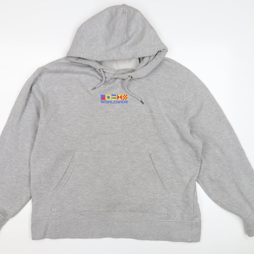 Topman Men's Grey Hooded Pullover Hoodie L
