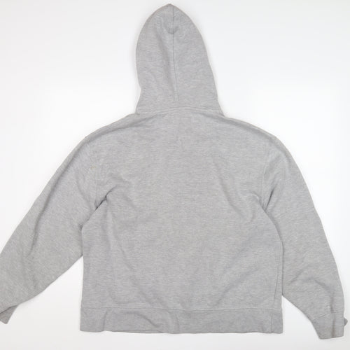 Topman Men's Grey Hooded Pullover Hoodie L