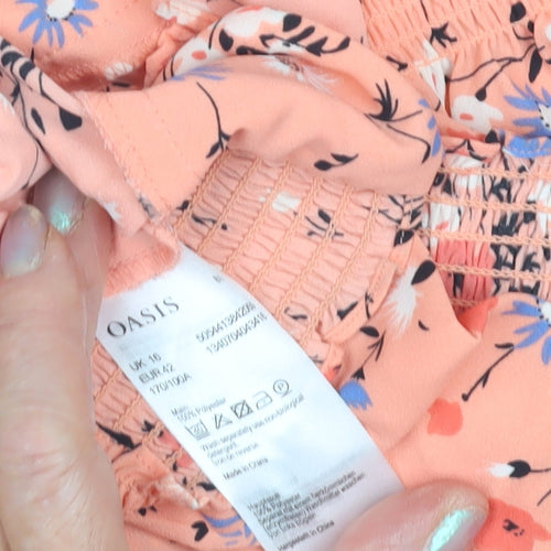 Oasis Women's Multicoloured Flutter Sleeve Blouse
