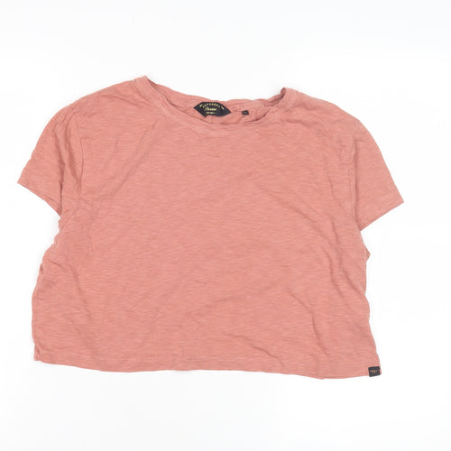 Superdry Women's Pink L Cotton T-Shirt, Casual Crew Neck