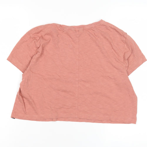 Superdry Women's Pink L Cotton T-Shirt, Casual Crew Neck