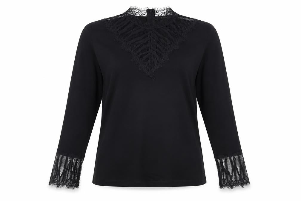 Front view of Luxuz Women's Black Lace Blouse, size 12