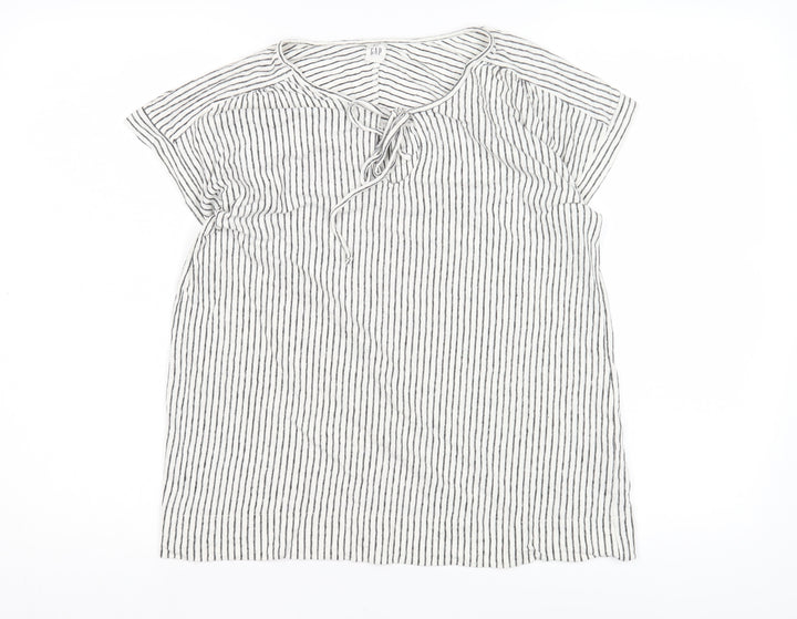 GAP Women's White Striped Cotton Tunic Top