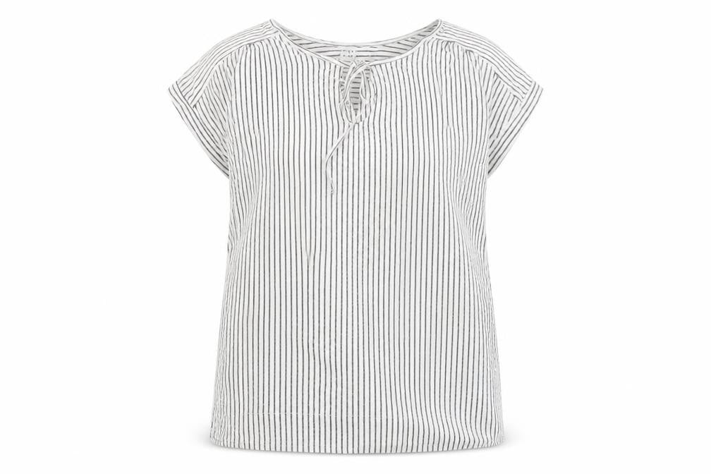 Front view of Gap Women's White Striped Cotton Tunic Top