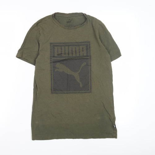 Puma Boys Green Graphic Print T-Shirt M