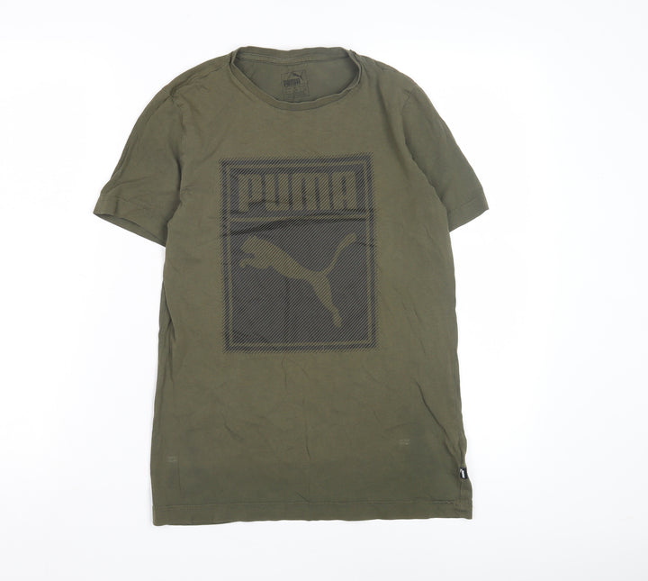 Puma Boys Green Graphic Print T-Shirt M