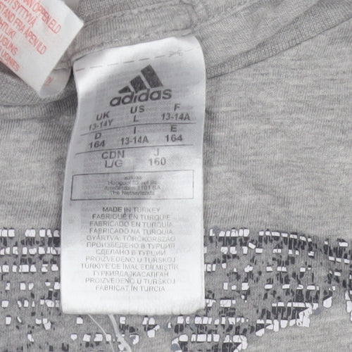 Adidas Boys Grey Graphic T-Shirt - 13-14 Years