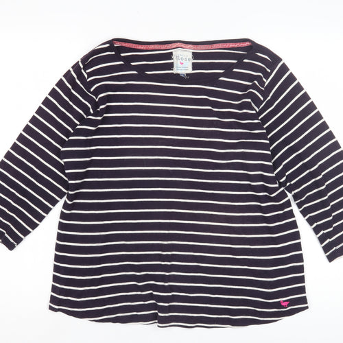 Country Rose Women's Black Striped Jersey Top L
