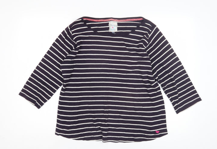 Country Rose Women's Black Striped Jersey Top L