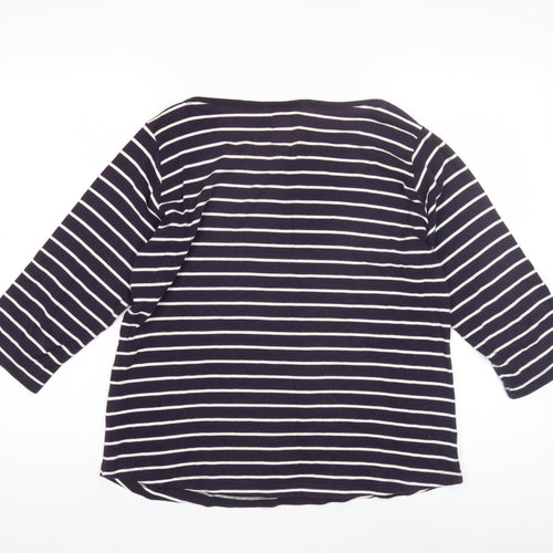 Country Rose Women's Black Striped Jersey Top L