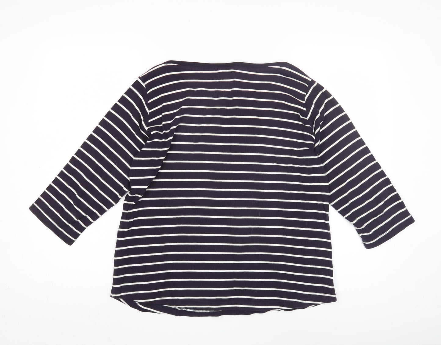 Country Rose Women's Black Striped Jersey Top L