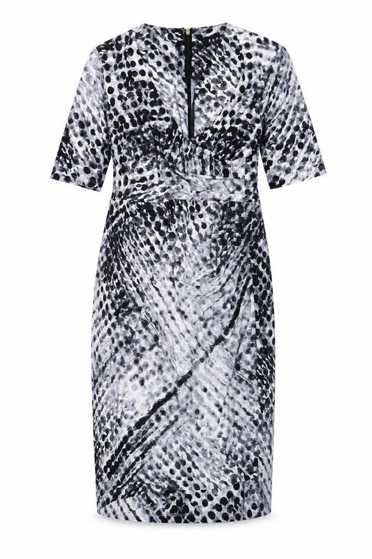 Front view of DKNY Women's Black Polka Dot Dress, size 2