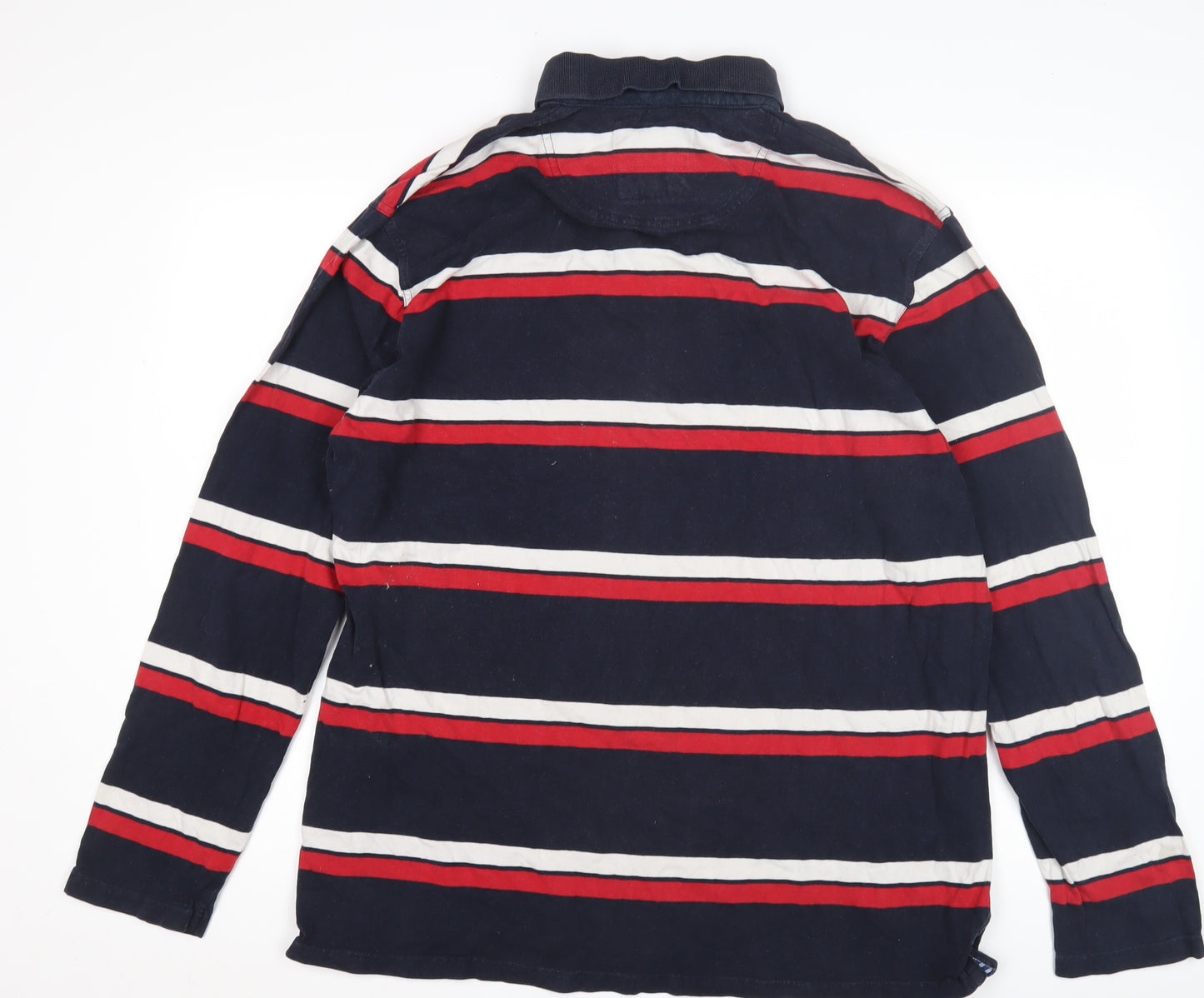 Boston Crew Men's XL Blue Striped Long Sleeve Polo