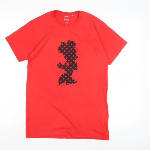 Disney Women's Red Polka Dot Cartoon T-Shirt S