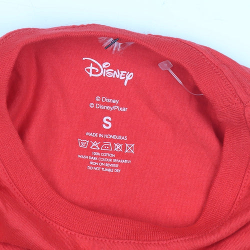 Disney Women's Red Polka Dot Cartoon T-Shirt S