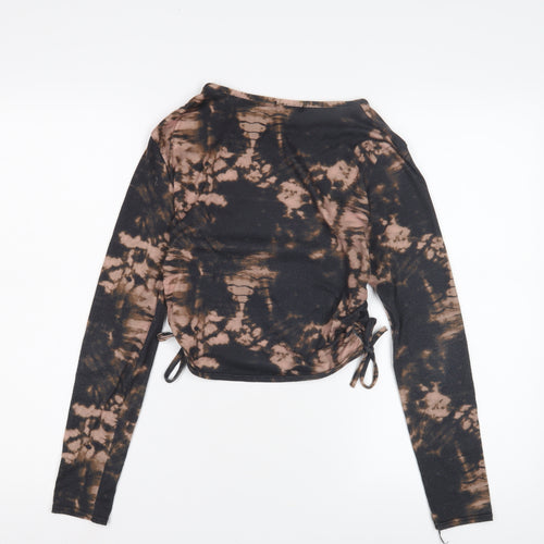 Boohoo Women's Black Tie-Dye Cropped Top Size 10