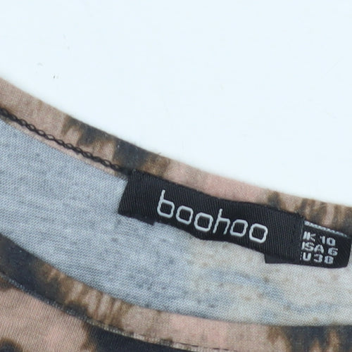Boohoo Women's Black Tie-Dye Cropped Top Size 10