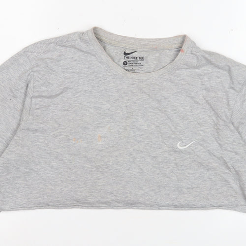 Nike Unisex Grey Cropped T-Shirt, S, Casual Athletic Style