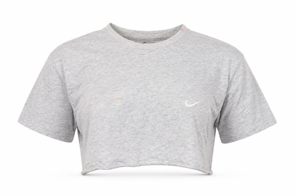 Nike Unisex Grey Cropped T-Shirt, S, Casual Athletic Style