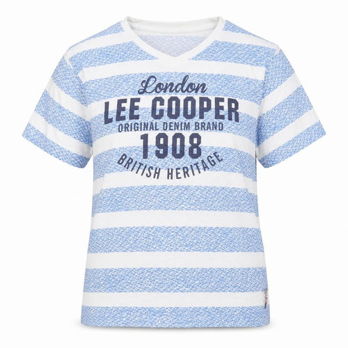 Lee Cooper Unisex Blue Striped T-Shirt, Size S, Casual Style