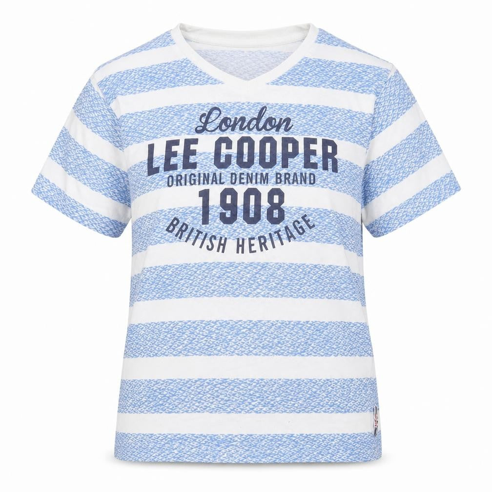 Lee Cooper Unisex Blue Striped T-Shirt, Size S, Casual Style