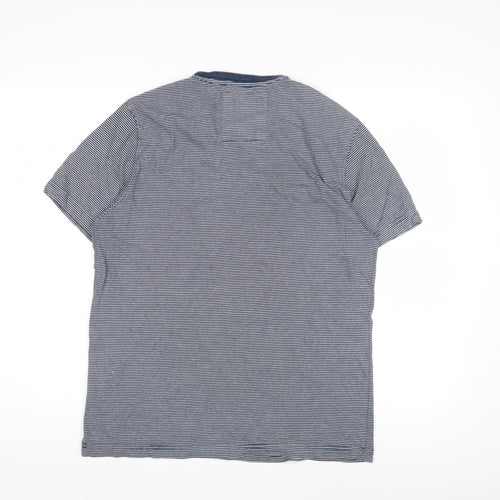 Crew Clothing Co. Men's Blue Striped M T-Shirt, Logo, Cotton